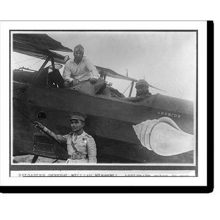 Historic Print, Brigadier General William Mitchell, Assistant Chief of the U.S. Army Air Force. [in cockpit of] a Siamese [airplane] at Don Muang Aerodrome, [with 2 Thai? soldiers], Tha…16" x 20"