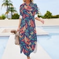 thumbnail image 3 of Indigo & Burnt Sienna Long Sleeved Shirt Dress summer dress woman trendy elegant women's dresses sale, 3 of 6