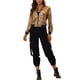 thumbnail image 2 of Chaqueta bomber corta con cremallera metálica y cuello de pie para mujer INSPIRE CHIC 2XL marrón dorado, 2 of 6