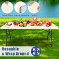 thumbnail image 6 of decorUhome Rectangle Stretch Spandex Tablecloth, Washable Reusable Table Cover for 8 FT Tables, Waterproof Fitted Table Cloth for Party, Picnic (Beige, 30"x96"), 6 of 10
