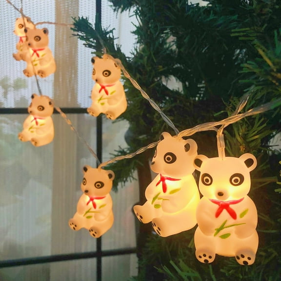 Sezrgiu Panda String Lights 5.4ft 10LEDs Battery Operated Warm White LED Night Lights