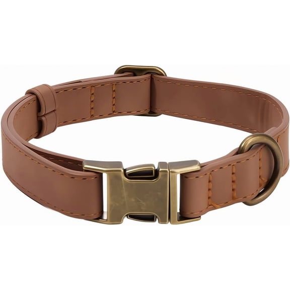 13.39 to 19.69 Inch Quick Release Dog Martingale Collar PU Leather Rolled Heavy Duty Puppy Collar with Rust Proof Buckle Adjustable Durable Pet Choker for Small Medium Large Dog (Brown M)