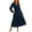 Navy, variant on Autumn Vintage Party Dresses For Women Solid Color Long Sleeved Dress Casual Loose Bohemian Dresses Lace Patchwork High Waisted Pleated Dress Vestidos