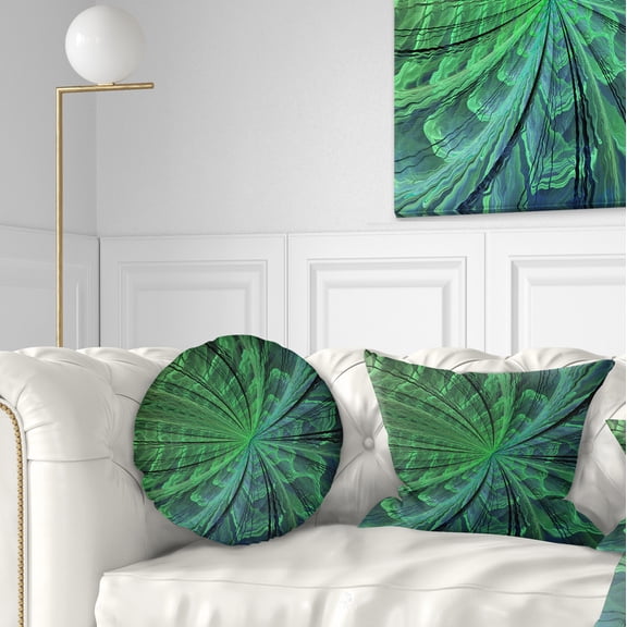 Designart 12" x 20" Contemporary and Modern Black Fractal and Flower Polyester Throw Pillow