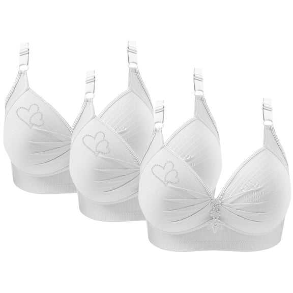 White Push Up Bras for Women 3 Pack Sports Bras for Women 2024 Comfortable V Neck No Underwire Bra Adjustable Strap Breathable Soft Bras