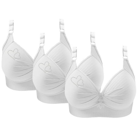 FUNUONY 2025 New Women s Push Up Bra Underwire Plunge Full Coverage Bras 3 Pack Sports Bras for Women Comfortable V Neck No Underwire Bra Adjustable Strap Breathable Soft Bras White Xl