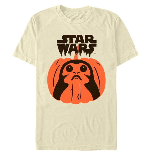 Men's Star Wars The Last Jedi Halloween Porg-o'-Lantern Graphic Tee Cream 2X Large
