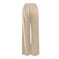 thumbnail image 4 of Glisme Women's Pants Solid Color Elastic Waist With Pockets And Drawstring Summer Casual Women Wide Leg Trousers Size L Beige, 4 of 5