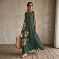 thumbnail image 3 of Xixirimido Vintage Daisy Green Print Maxi Dress for Women Crewneck Sleeveless Dresses A-line Casual Flowy Summer Beach Long Sundresses with Pockets Vacation Wear, X-Large, 3 of 7
