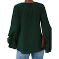 thumbnail image 2 of Blusa De Manga Larga, Blusa Con Cuello En V, Color Puro Suave, Elegante, Informal, Para Citas, Fiestas. ANGGREK Otros, 2 of 5