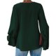 thumbnail image 2 of Blusa De Manga Larga, Blusa Con Cuello En V, Color Puro Suave, Elegante, Informal, Para Citas, Fiestas. ANGGREK Otros, 2 of 5
