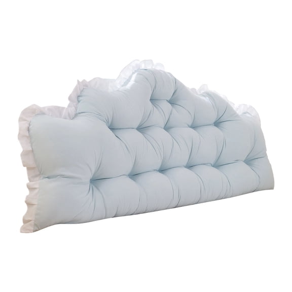 VMWMSSR Tufted Bed Headboard Pillow Ruffle Edge Large Reading Backrest Cushion Cotton Filled Decorative Bed Back Pillow For Bedroom Sofa Window Seat Resting Support(Blue-39.37")