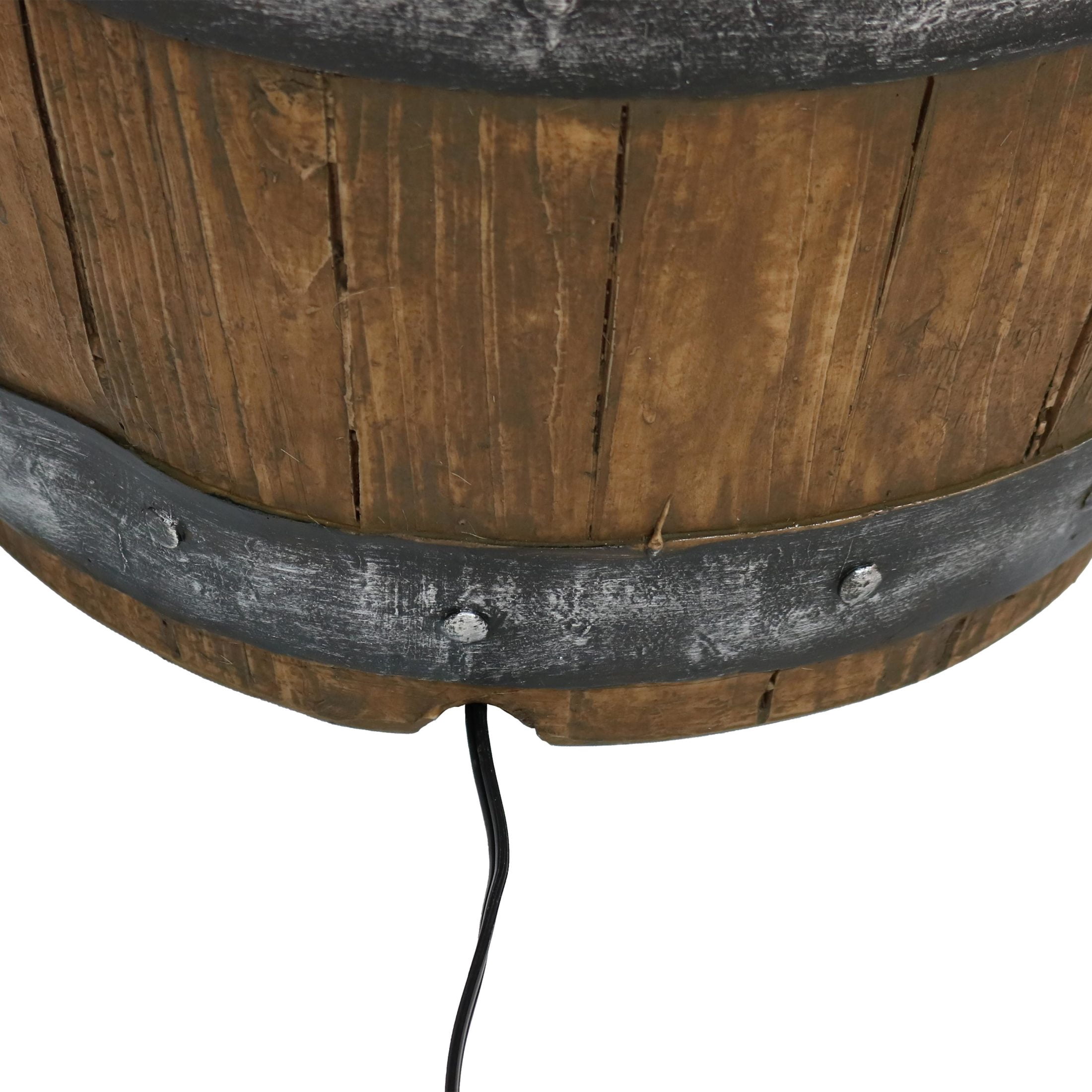 Sunnydaze Spiraling Barrel Resin Outdoor Water Fountain with Light