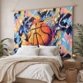 thumbnail image 3 of Abstract Basketball, Tapestry for Bedroom Wall Hanging Tapestry, Contemporary Rainbow Street Art Ceiling Backdrop Tapestries Poster Blanket Wall Decor for Teens Room Living Room Dorm 51" x 59", 3 of 8