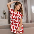 thumbnail image 3 of Kdxio Canada Pattern Womens Short Sleeve Sleepshirt Scoopneck Cute Nightdress Ruffle Comfy Nightgown, 3 of 6