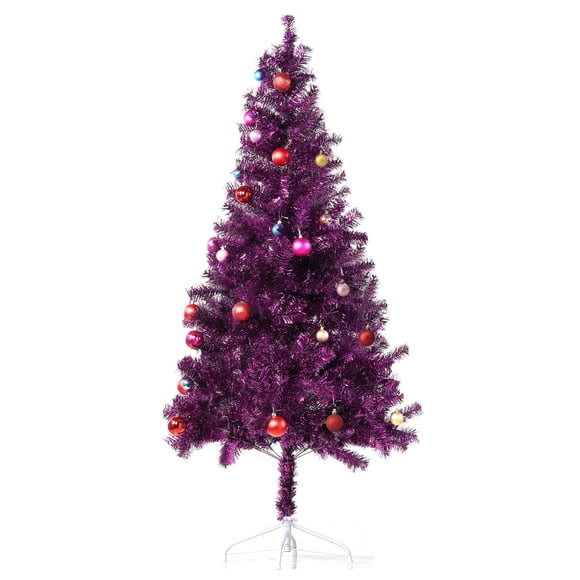 Juego de adornos para árbol de Navidad Wellwood de 6 pies con 24 quilates, color morado
