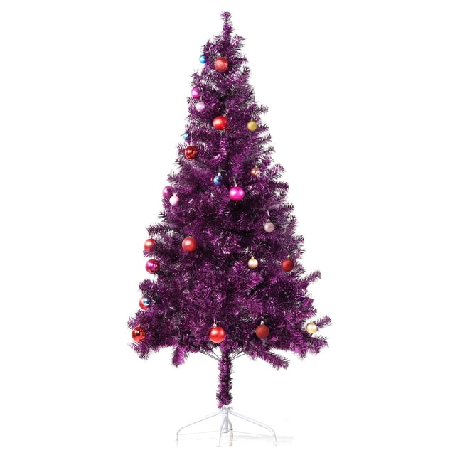 Juego de adornos para árbol de Navidad Wellwood de 6 pies con 24 quilates, color morado