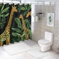 thumbnail image 7 of JEUXUS Leopard Tropical Jungle Cheetah Palm Leaves Plant Leaf Shower Curtain for Bathroom White, 7 of 7