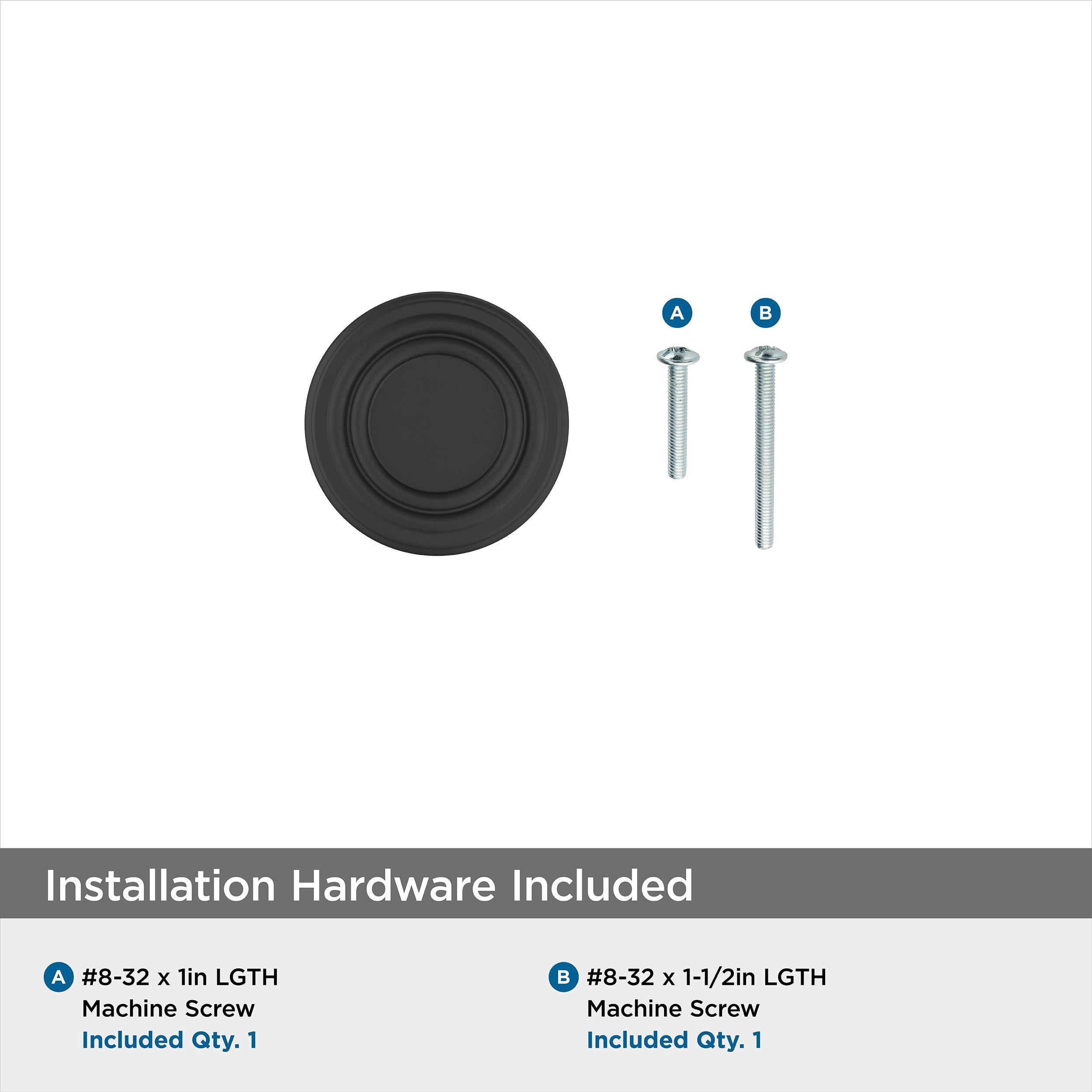 Amerock Ville 1-1/8 inch (29mm) Diameter Matte Black Cabinet Knob, 5 Pack
