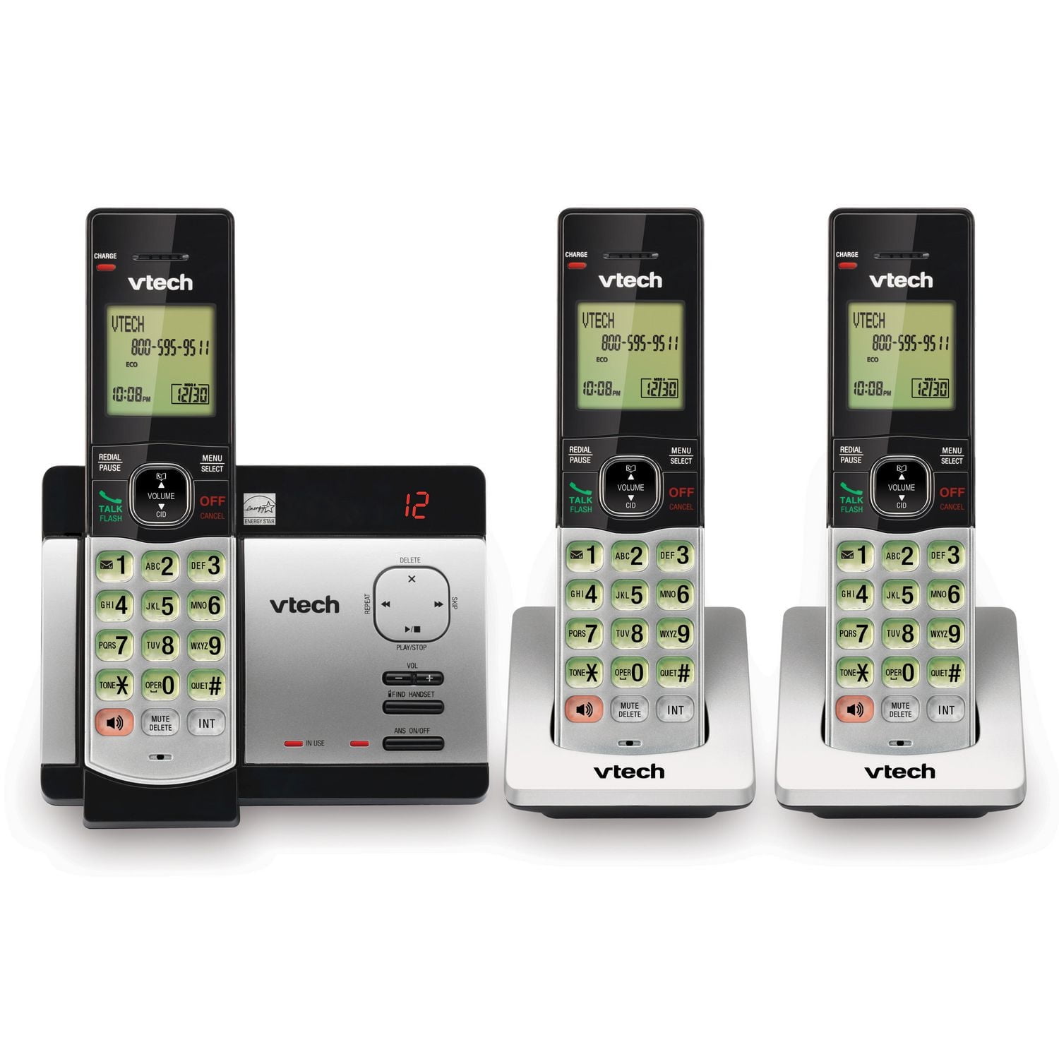VTech CS5129-3 DECT 6.0 Expandable Cordless Phone System with 3 Handsets