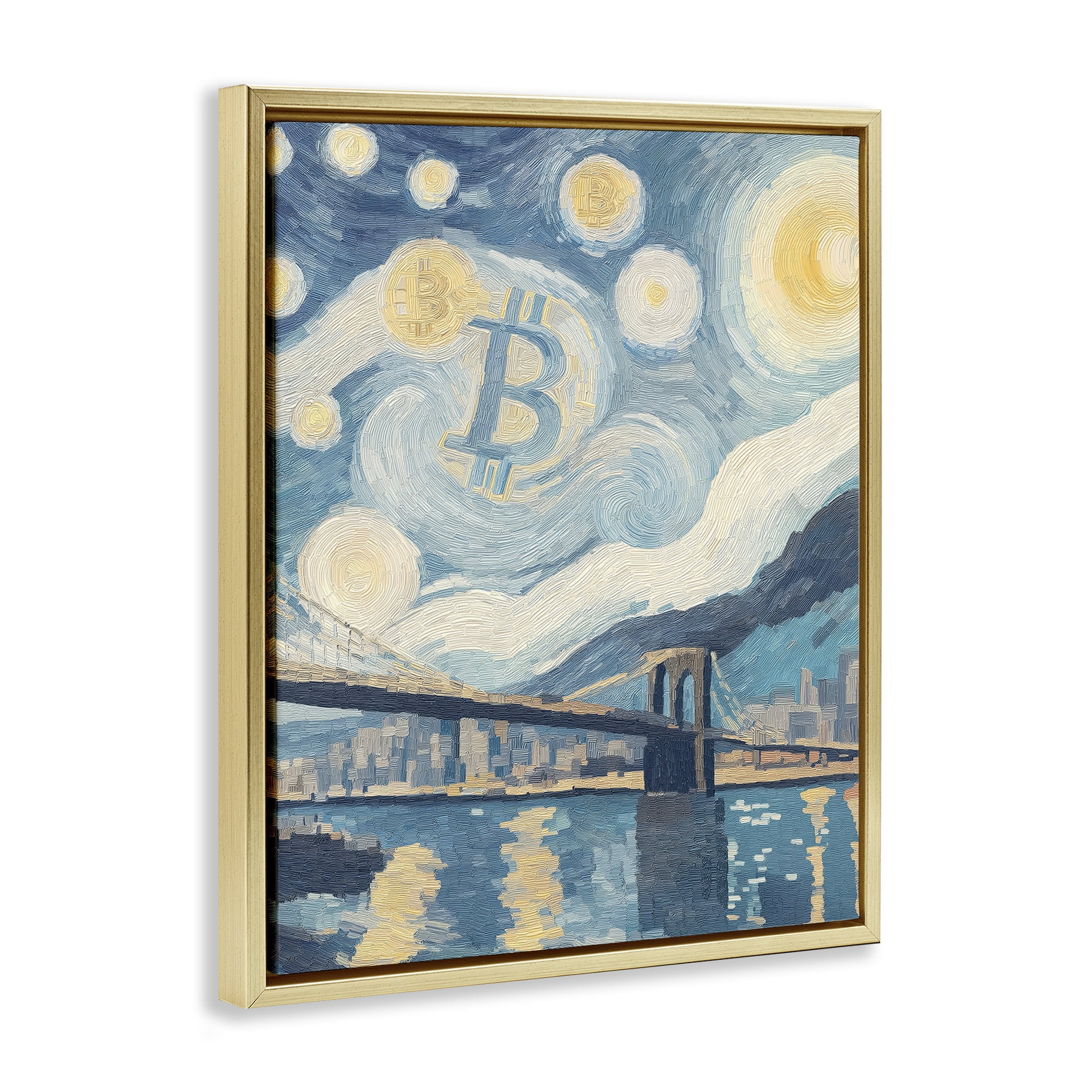 Stupell Industries Crypto Lunar Glow Gold Framed Floater Canvas Wall Art, design by Svetlana Aleynikova