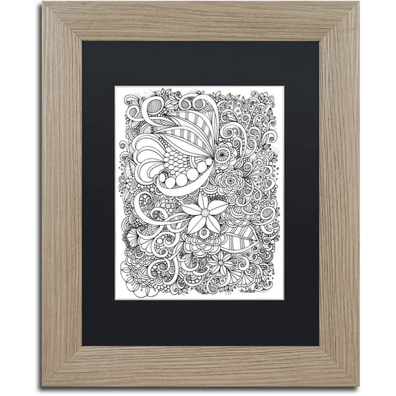 Trademark Fine Art "Enchanted Gardens 4" Canvas Art by KCDoodleArt Black Matte, Birch Frame