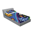 thumbnail image 2 of Ambesonne Abstract Fitted Sheet & Pillow Sham Set, Sunny Nature Flowers, Twinxl, Multicolor, 2 of 2