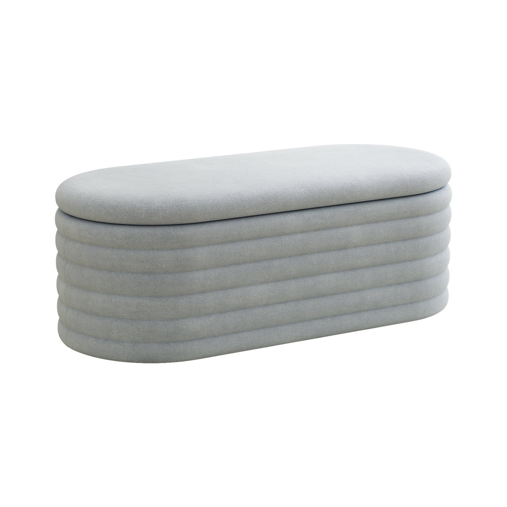 Storage Teddy Ottoman Bench Upholstered Fabric Storage Bench End of Bed Stool with Safety Hinge for Bedroom, Living Room, Entryway, Closet(40-inch)