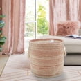 thumbnail image 3 of LR Home Textured Stripe Round Cotton 19" Storage Basket with Handles, Coral/White, 3 of 9