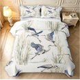 thumbnail image 2 of Erosebridal Coastal Heron Animals Twin Quilt Set,Rustic Wildlife Twin Coverlet Set,White Blue,2 Pieces,1 Bedspread and 1 Pillowcase, 2 of 7