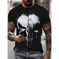 thumbnail image 2 of Men's Skull Graphic T-Shirt - Black Short Sleeve Crewneck with White Skull Design, Casual Summer Tee for Men Casual Attire Outdoor Clothing Crewneck Tee Lightweight Shirt, 2 of 6