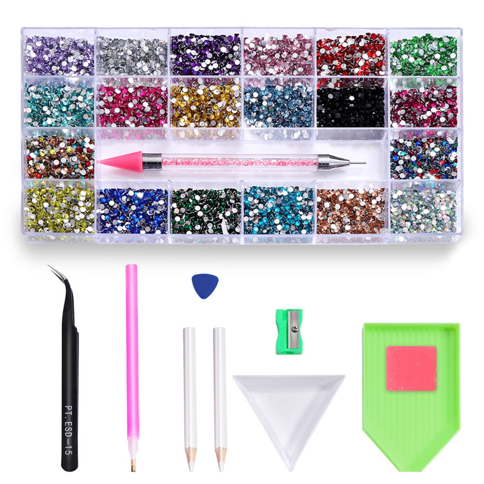 ROZYARD 20000pcs/Box 3mm AB Clear Resin Rhinestones Nail Art Crystal Kit With Glue