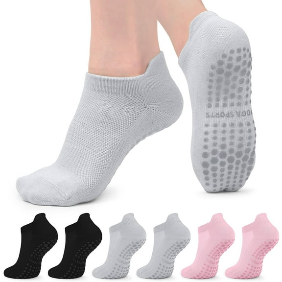 6 Pairs Pilates Socks Yoga Socks Non-Slip With Grips for Women Pilates, Pure Barre, Hospital, Barefoot Workout, Pregnant