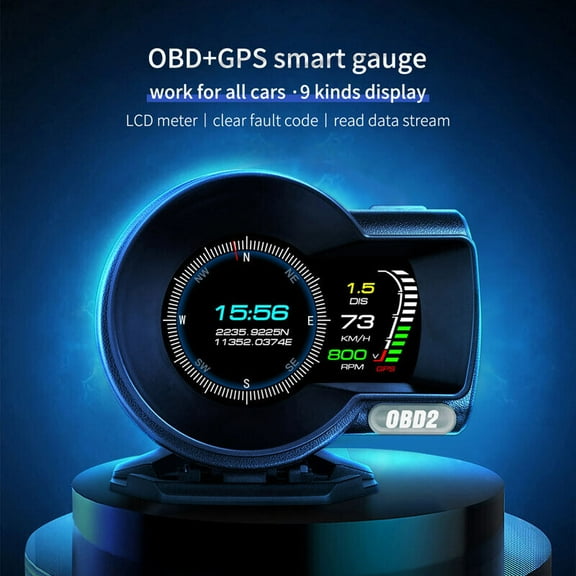 Digital Speedometer Head up Display GPS OBD Dual System Car Hud Slope Gague LCD Universal Car HUD Display
