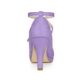 thumbnail image 2 of BLISSFUL STEP Women's Shoes Platform Round Toe Cross Strap Buckle Closure Stiletto Heel  Mary Jane Pumps Purple 8.5, 2 of 5