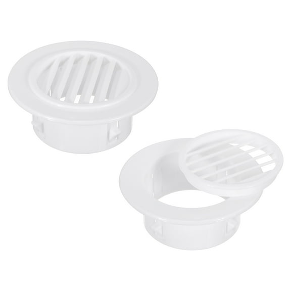 Round Air Vent 3" (71mm), ABS Vent Cover Louver Grille Vent for Bathroom Office Kitchen Bedroom, White, 2 Pack