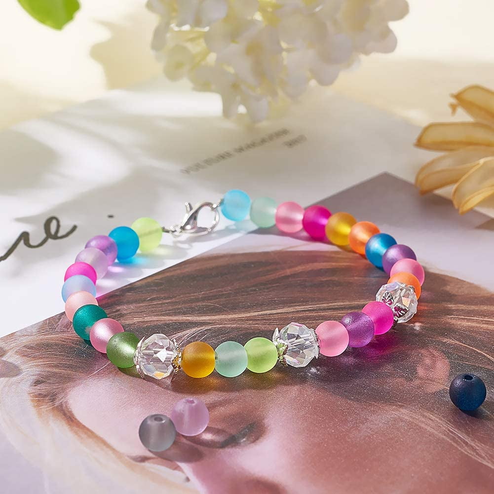 1560pcs 6mm Frosted Glass Beads Candy Color for Bracelets Making