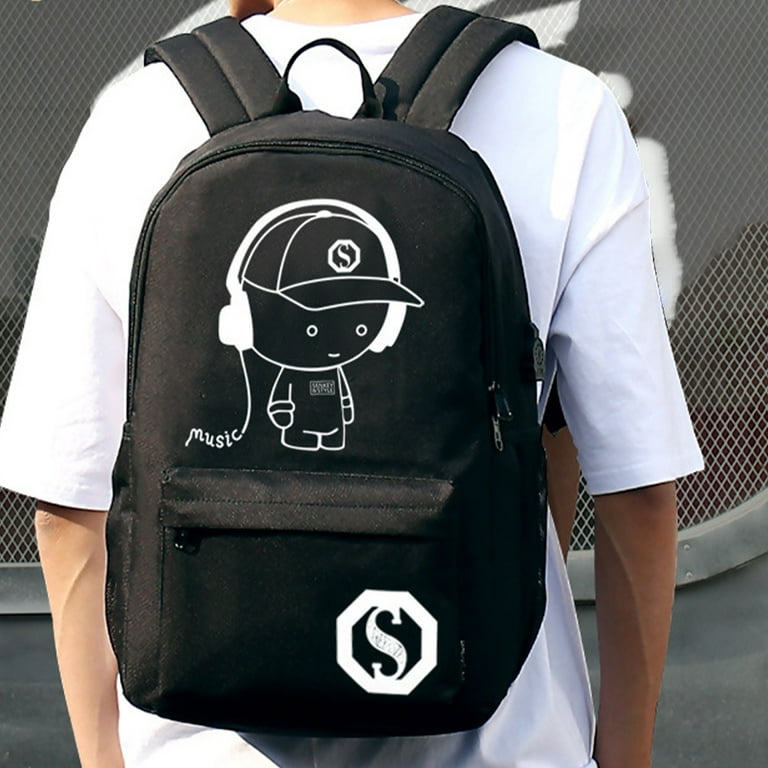 Funny Graphic print jungkook USB Charge Backpack men School bags