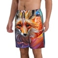 thumbnail image 2 of KLL Color Splash Fox Portrait Men's Casual Summer Beach Shorts Hawaiian Shorts with Pockets-XX-Large, 2 of 5