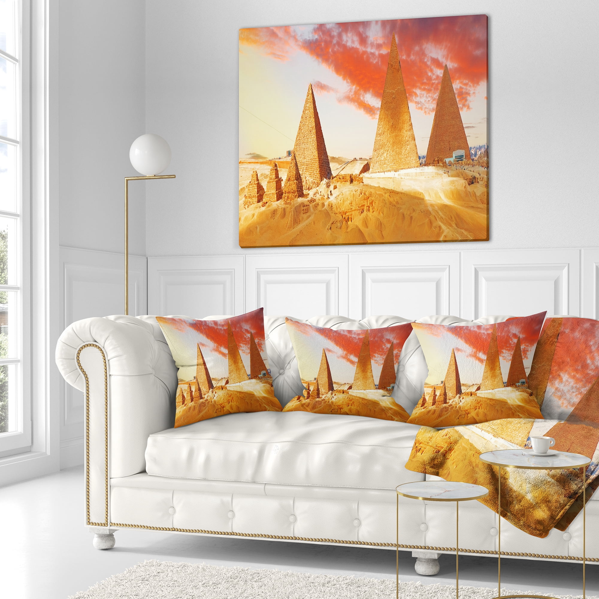 Designart Great Pyramids at Giza - Landscape Printed Throw Pillow - 18x18