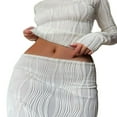 thumbnail image 3 of Fée Grunge T-Shirt Vintage Manches Longues Texturé Slim Fit Pull Années 90 Crop Tops Blanc M, 3 of 7