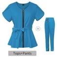 thumbnail image 2 of Gyexs Womens Scrubs Zipper Neck Multiple Pockets Workwear Uniform Suits Soft Dailywear Healthcare Scrub (Blue Size M), 2 of 8