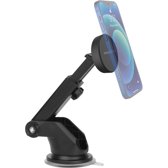 CHARGEWORX Universal Magnetic Phone Mount, Windshield and Dashboard Car Phone Holder, Adjustable Up to 7 Inches, Suction-Cup Grip, Compatible with Most Smartphones, Includes Metal Plate for Mounting
