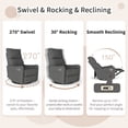 thumbnail image 3 of Leumius Swivel Recliner Chair,270° Swivel Rocker Chair for Adults,Small Rocking Recliner for Small Spaces, Upholstered Fabric Glider Recliner Nursery,Living Room Chair,Theater SeatingDark Gray, 3 of 26