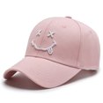 thumbnail image 4 of Versión coreana de gorra de béisbol para deportes al aire libre, gorra informal de pareja de Joker con bordado de sarga de algodón y cara sonriente, 4 of 5