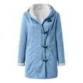 thumbnail image 5 of Dezsed Peacoat Womens Sherpa Fleece Outerwear Coat Women Winter Plus Size Solid Velvet Coat Outerwear Long Sleeve Horn Buckle Pocket Overcoat, 5 of 7