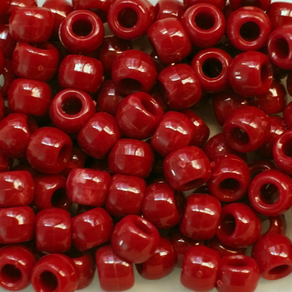 Pony Beads Red Opaque Crow Beads 6x9mm Large Hole Made in USA