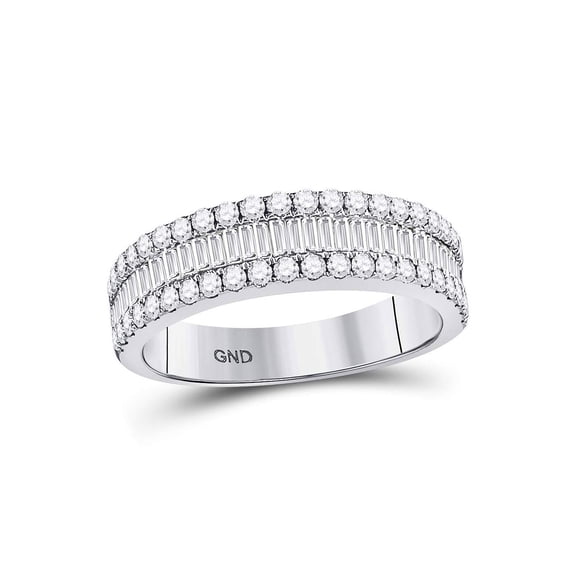 14kt White Gold Womens Baguette Diamond Fashion Anniversary Ring 1 Cttw