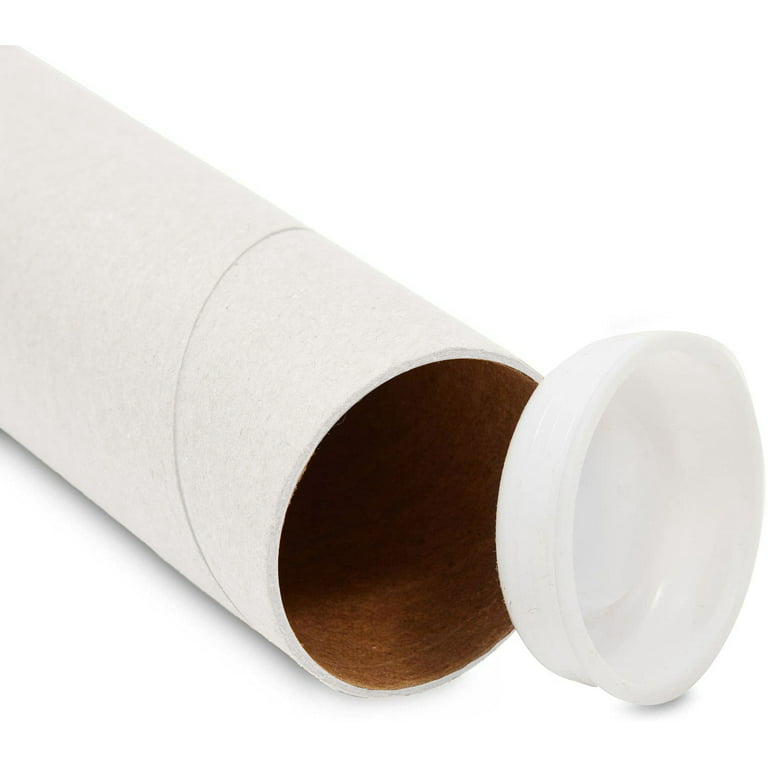 Tubeequeen White Mailing Tubes with End Caps - Art Shipping Tubes
