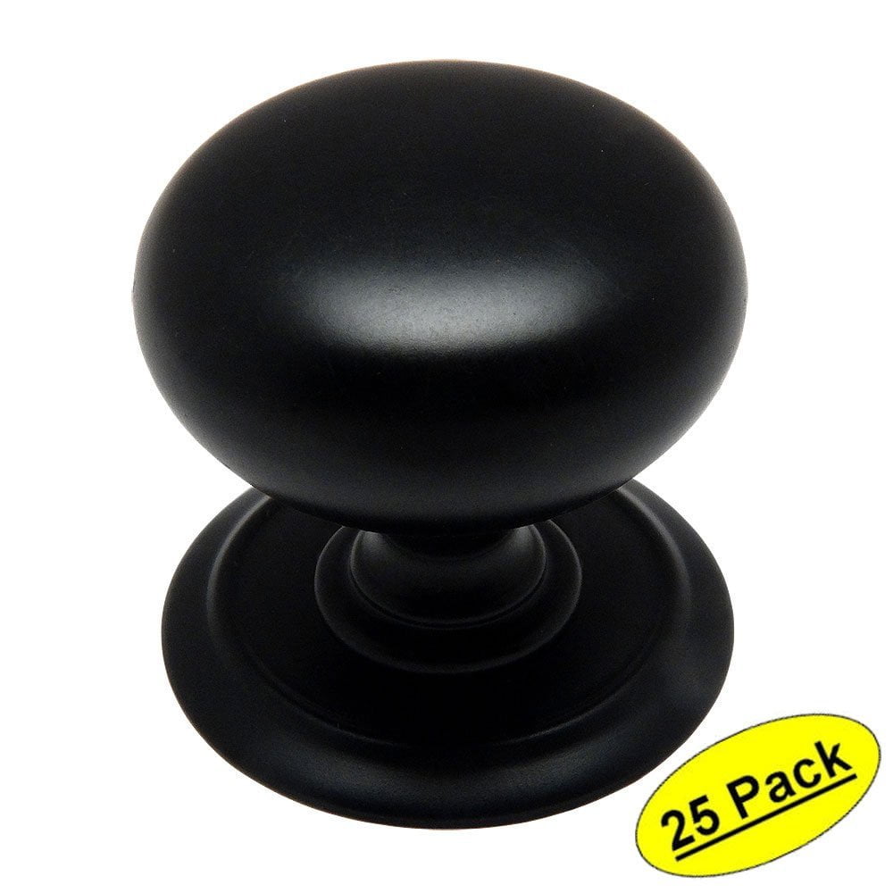 Cosmas 6542FB Flat Black Round Hardware Knob with Backplate 1